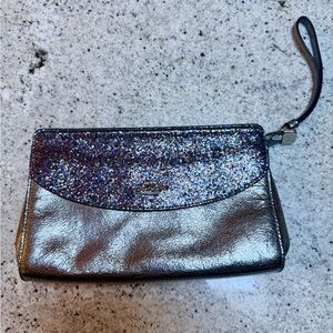 Coach Silver Glitter Clutch Bag